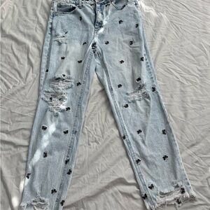 Material Girl - Size 11 (fits like M) Butterfly Embroidered Distressed Jeans